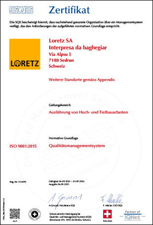 SQS-Zertifikat ISO 9001:2015